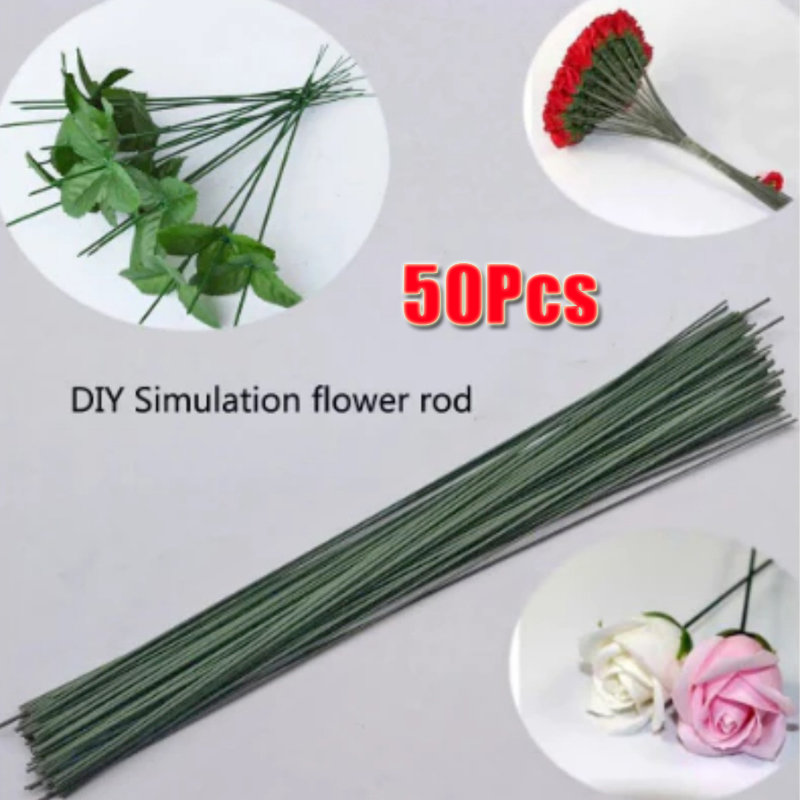 Wire Stem Florist - 50pcs 꽃집 꽃꽂이를위한 녹색 꽃 와이어