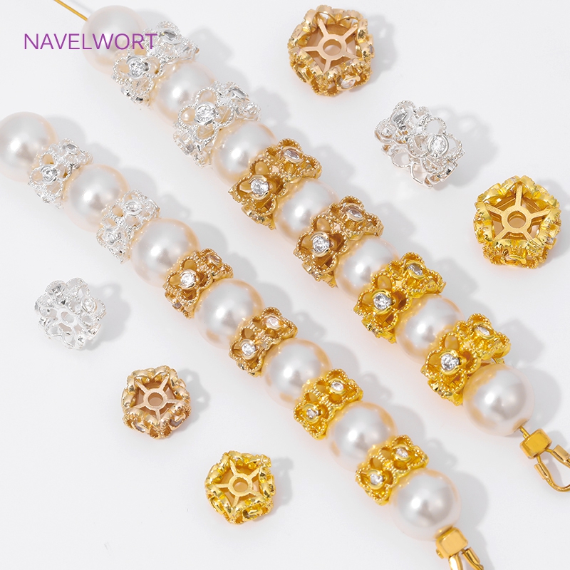 Flower Supplies - 8/10MM 비즈 분리기 18K 금도금 꽃