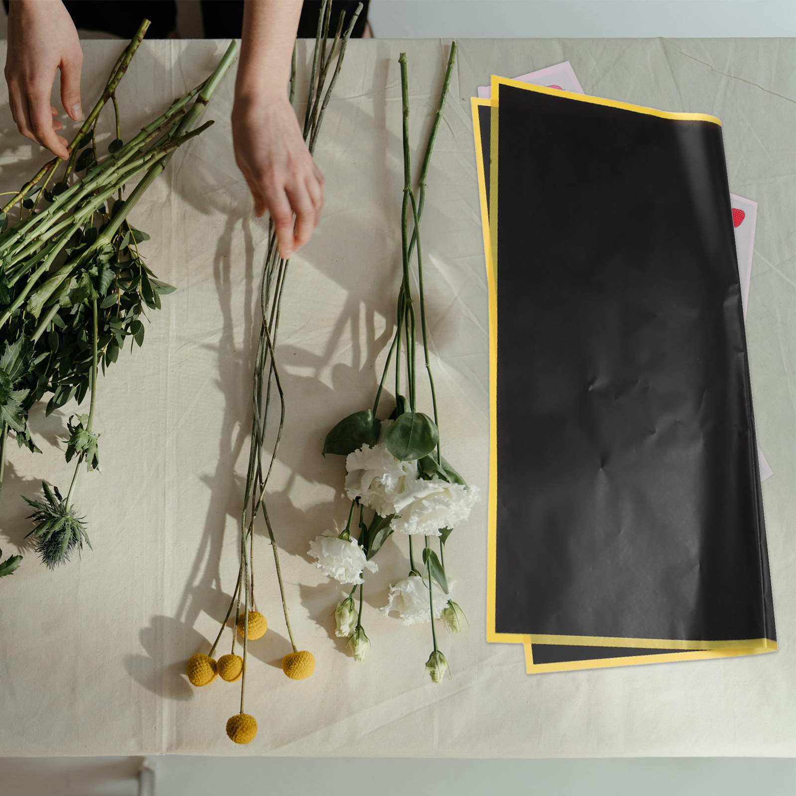 Florist Supply Shop - 20Pcs 골드 에지 방수 꽃 포장지