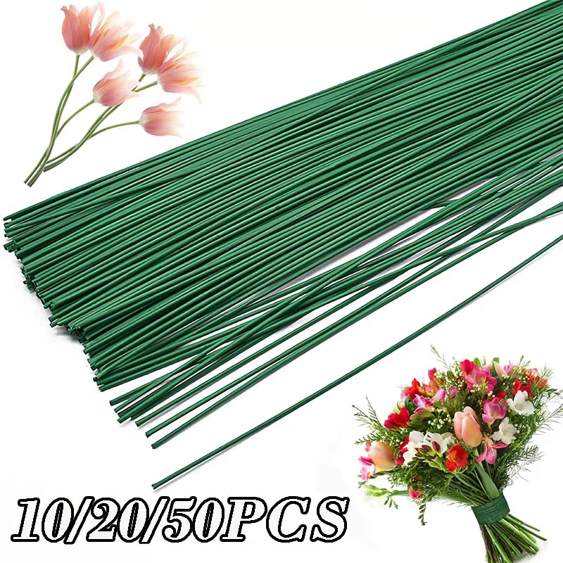 Wire Stem Florist - 10/20/50Pcs 꽃집 꽃꽂이용 인공 꽃 와이어