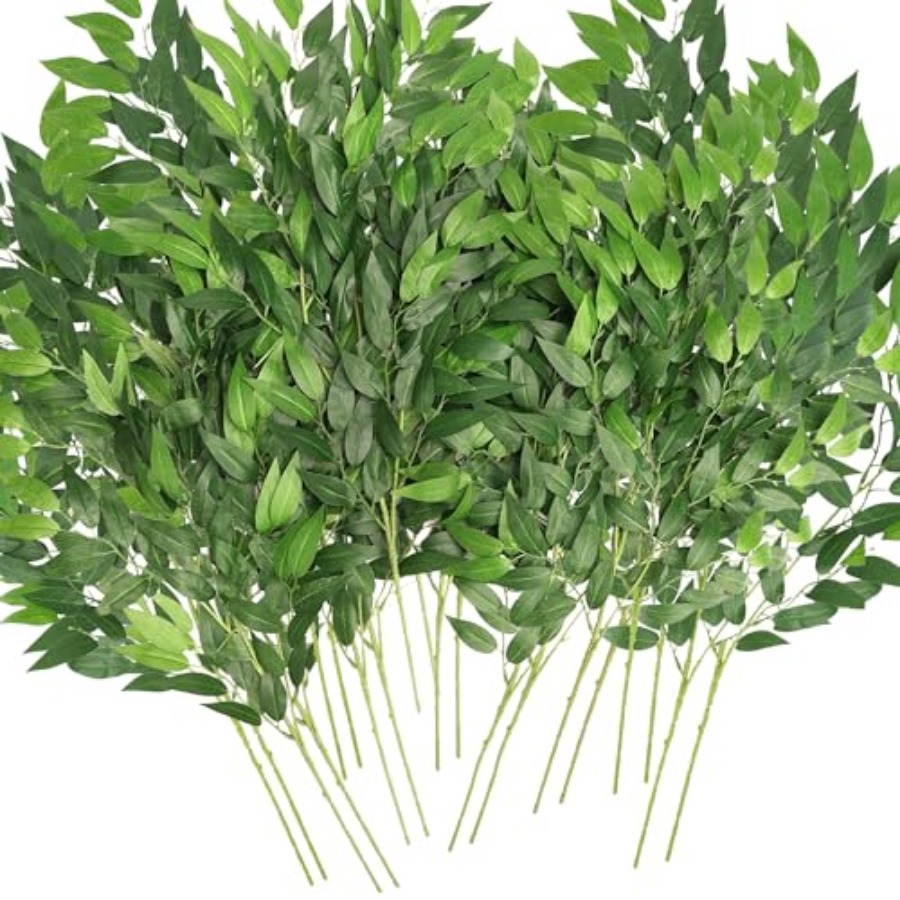 Ruscus Stem Faux - 인조 이탈리아 루스쿠스 잎 줄기, 20개입