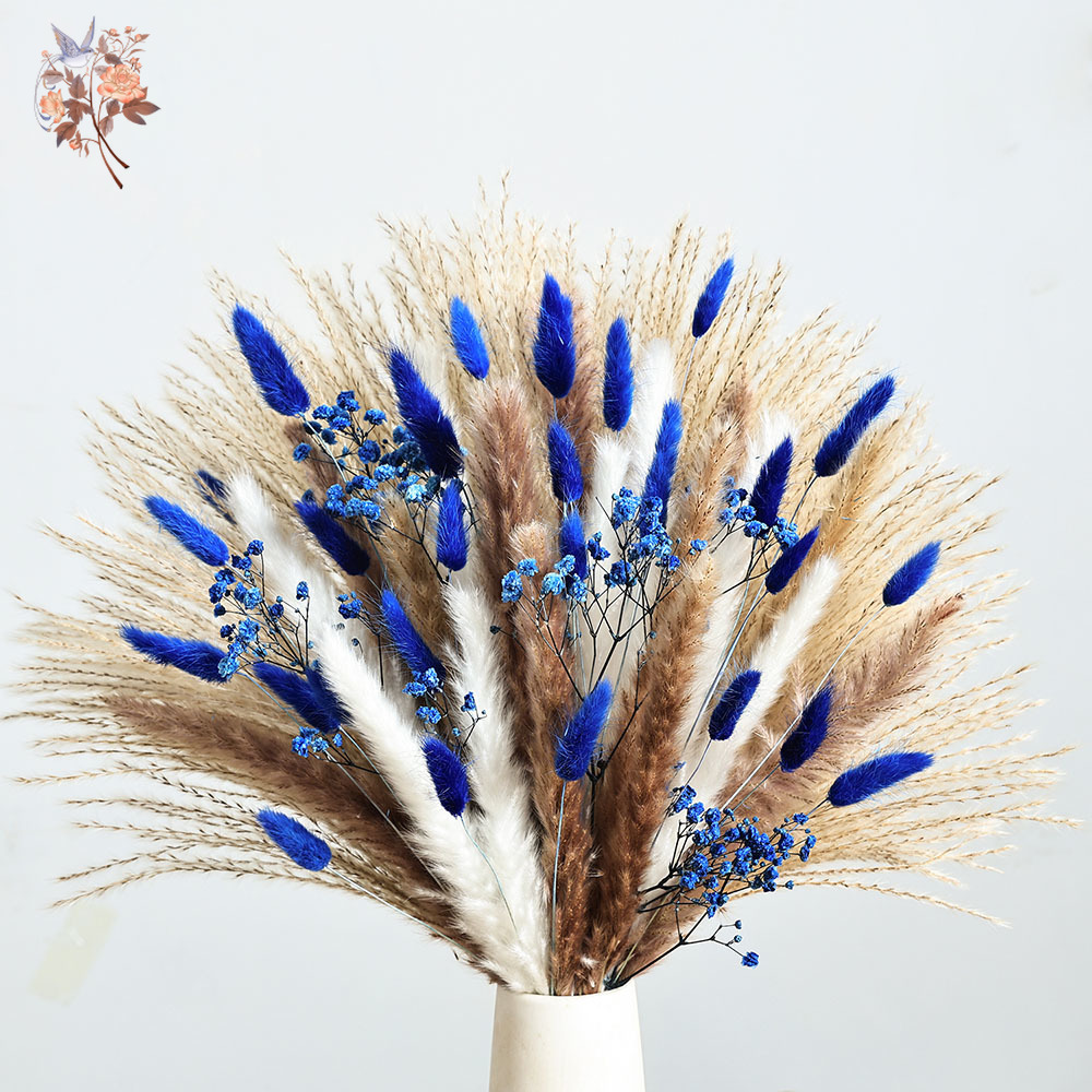 70 줄기 블루 푹신한 토끼 꼬리 팜파스 잔디 묶음 말 - Florist Supp 리뷰 및 가격
