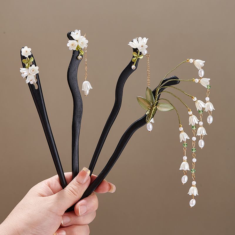 은방울꽃 헤어 스틱 레트로 나무 꽃 태슬 머리핀 중국  - Florist Supplies 리뷰 및 가격