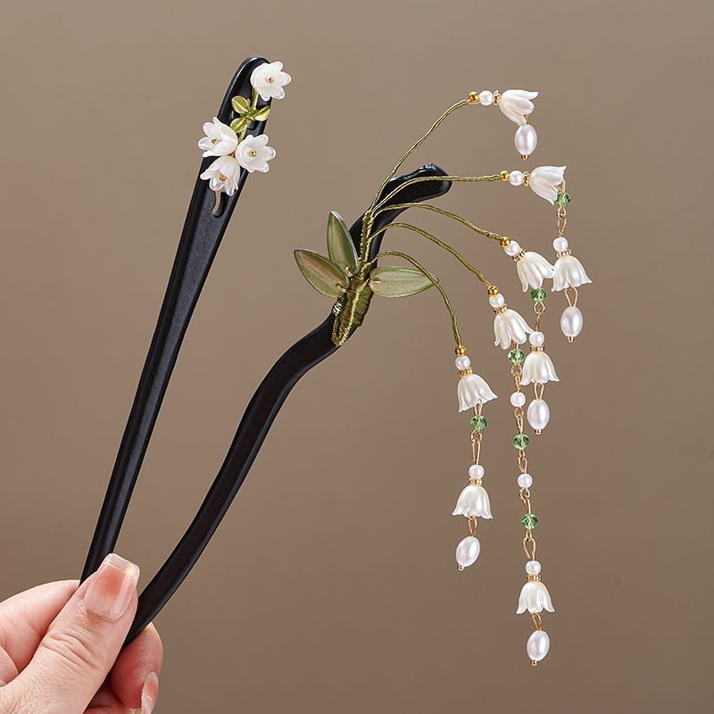 나무 꽃 머리핀 빈티지 은방울꽃 롱 태슬 헤어 스틱 여 - Florist Supplies 리뷰 및 가격