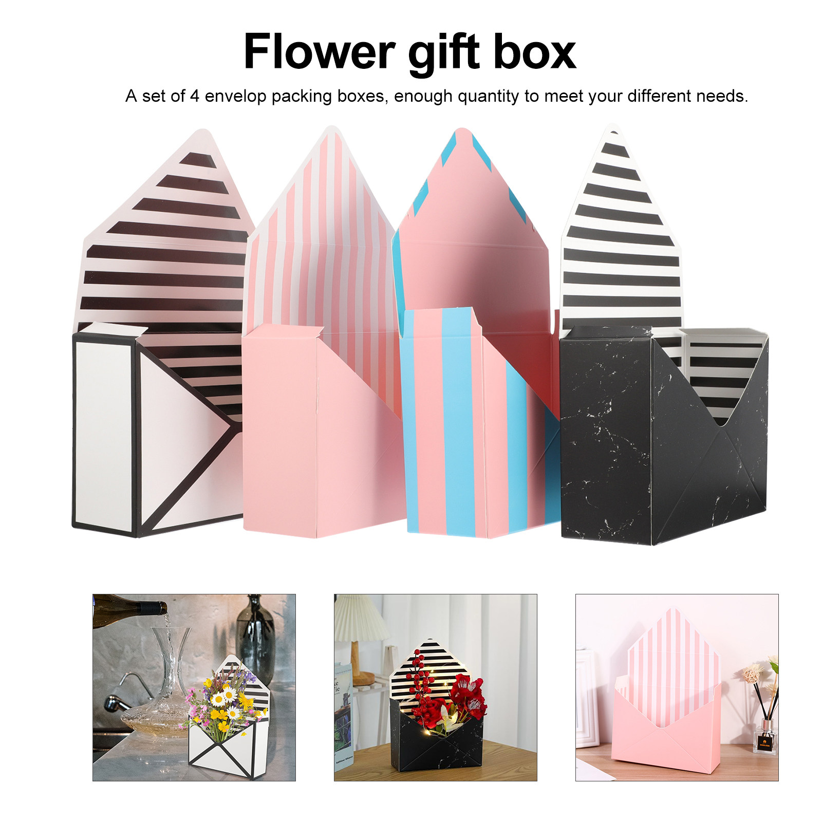4개입 꽃무늬 봉투 상자 웨딩 생일 파티 부케 포장 선 - Anda Florist Supply 리뷰 및 가격