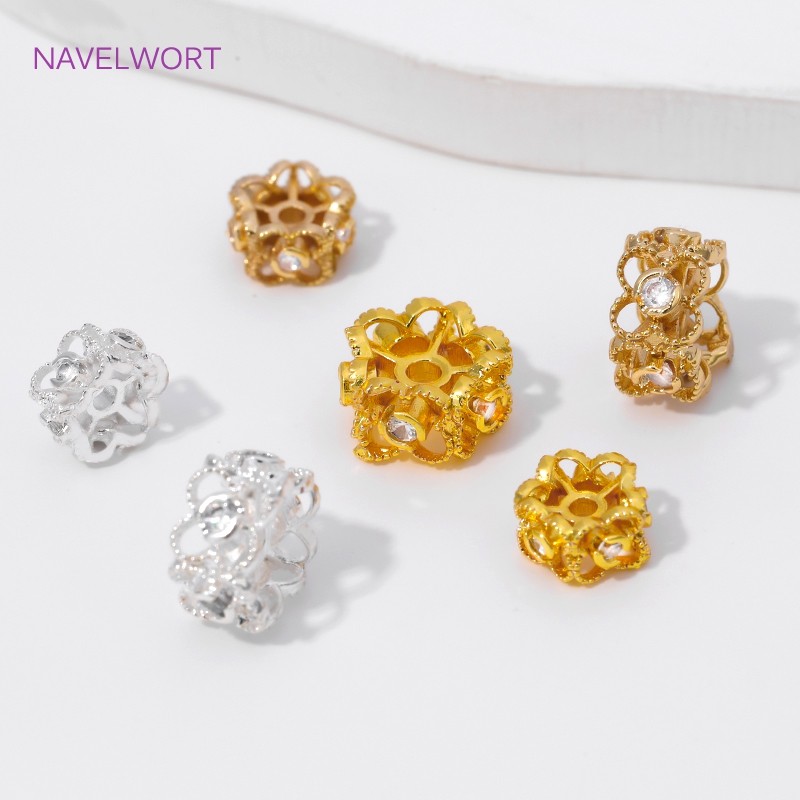 8/10MM 비즈 분리기 18K 금도금 꽃 모양 스페이 - Flower Supplies 리뷰 및 가격