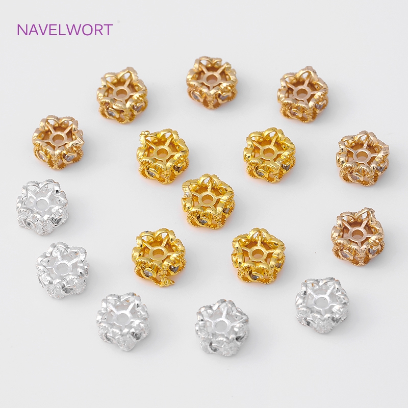 8/10MM 비즈 분리기 18K 금도금 꽃 모양 스페이 - Flower Supplies 리뷰 및 가격