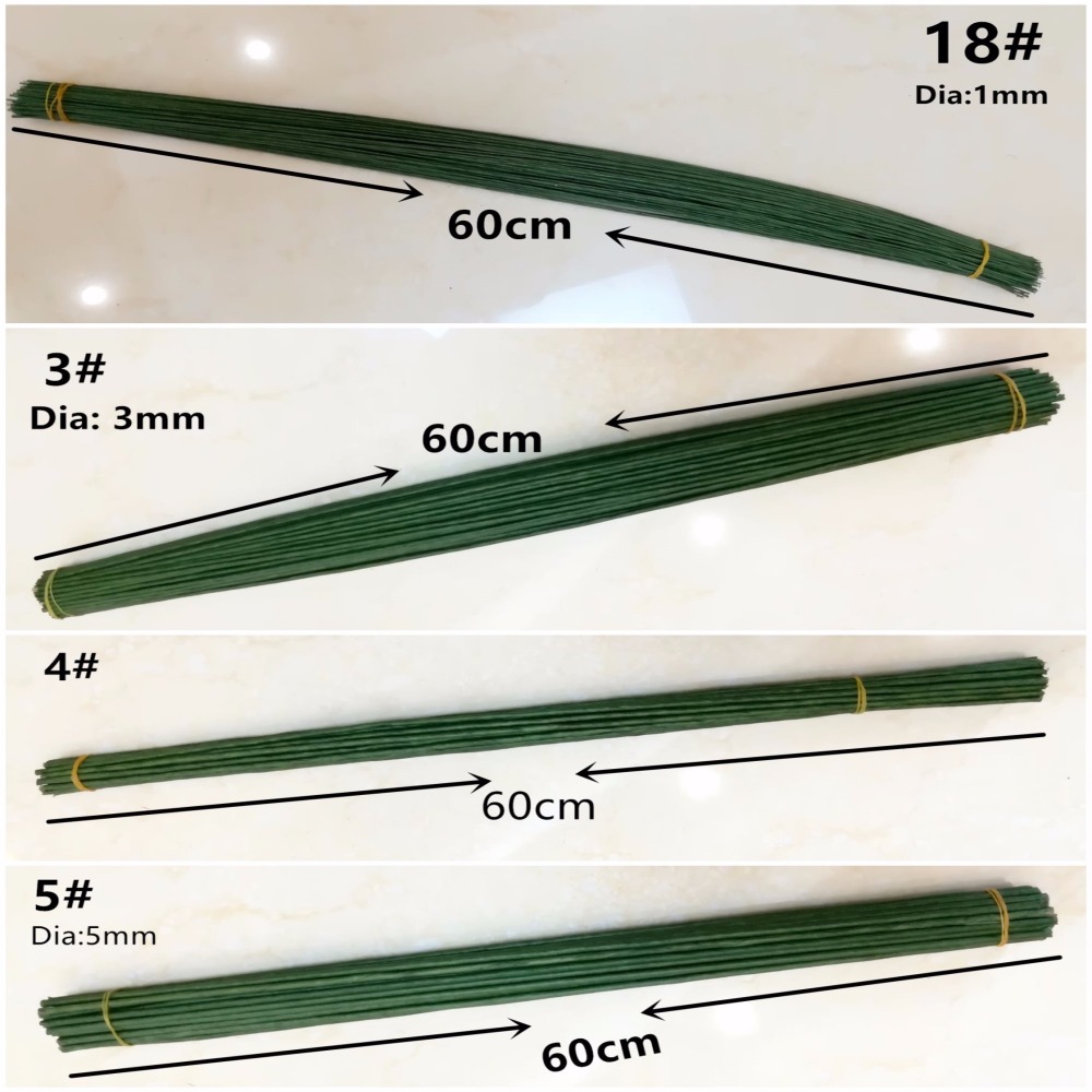1mm 2/3/4/5mm 40/60cm 짙은 녹색 와이 - Wire Stem Florist 리뷰 및 가격