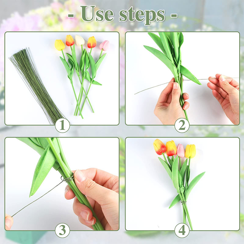 100개 꽃꽂이용 고품질 종이 감싼 철사, DIY 공예 - Wire Stem Florist 리뷰 및 가격